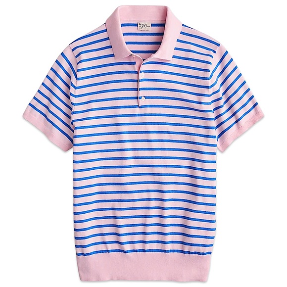 J. Crew Short-sleeve heritage cotton tipped sweater-polo in stripe - Picture 1 of 6